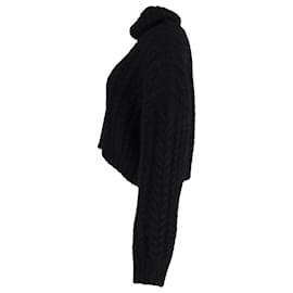 Balmain-Balmain Cable-Knit Turtleneck Sweater in Black Wool-Black