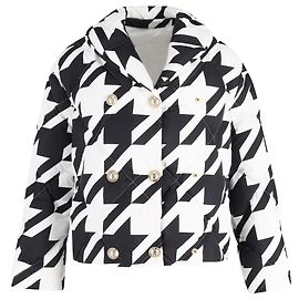 Giacca Puffer Houndstooth Balmain in poliestere nero Nero