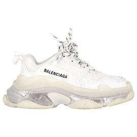 Baskets Triple S à semelle transparente Balenciaga en polyester blanc Blanc