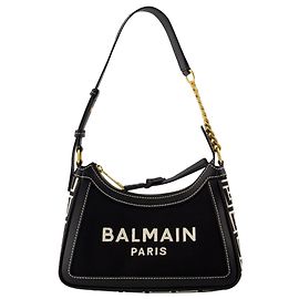 B-Army Schultertasche - Balmain - Canvas - Elfenbein/Schwarz Weiß