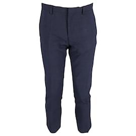 Burberry-Burberry Slim Fit Trousers in Navy Blue Wool-Blue,Navy blue