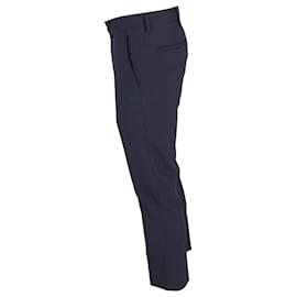 Burberry-Burberry Slim Fit Striped Trousers in Navy Blue Wool-Blue,Navy blue