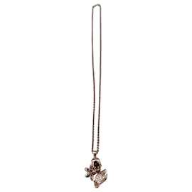 Alexander Mcqueen-Alexander McQueen Skull With Flower Pendant Necklace in Pink Rose Gold-Brown,Pink