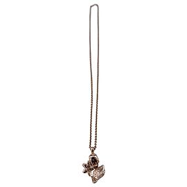 Colar com pingente de crânio e flor em ouro rosa pink da Alexander McQueen Marrom Rosa