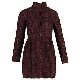 Vestido Mini de Encaje Valentino Garavani en Algodón Burdeos Roja Burdeos
