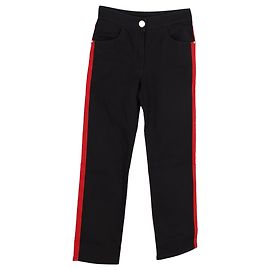 Balmain Denim Jeans with Red Stripe in Black Cotton  Black