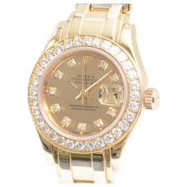 Rolex-Rolex Datejust Pearlmaster Gold Diamond Watch 69298G-Golden