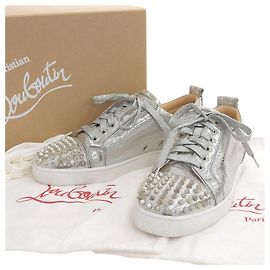 Christian Louboutin Louis Junior Spike Flat Shoes Silvery
