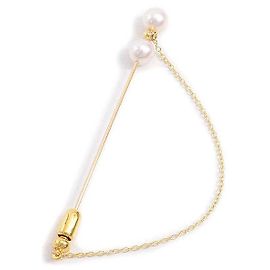 Broche de pérolas 2P Mikimoto K18YG×GP 6.5mm-6.6mm Dourado