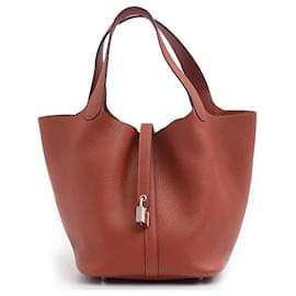 Hermès-Hermes Picotin Lock MM Handbag Brick Red-Brown