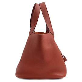 Hermès-Hermes Picotin Lock MM Handbag Brick Red-Brown