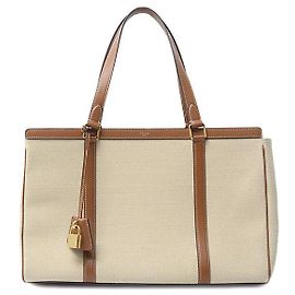 Céline Bolsa tote média Celine em lona e couro de bezerro bege Bege