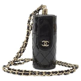 Chanel-Chanel Patent Leather Chain Shoulder Lip Case Shoulder Bag AP1572-Black