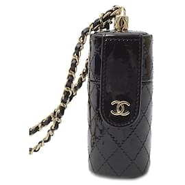Chanel-Chanel Patent Leather Chain Shoulder Lip Case Shoulder Bag AP1572-Black
