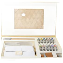 Fendi-Fendi Baguette Bag White Canvas 8BR600-White