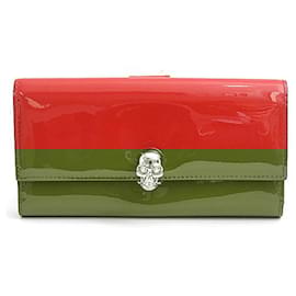 Alexander Mcqueen-Alexander McQueen Skull Patent Leather Wallet-Red