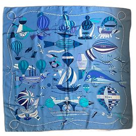 Hermès Hermes Platz Heißluftballons Blau Marineblau Hellblau