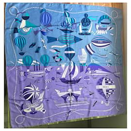 Hermès-Hermes square hot air balloons-Blue,Navy blue,Light blue