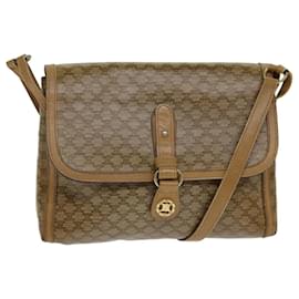 Céline-CELINE Macadam Canvas Shoulder Bag PVC Leather Beige Auth 80819-Beige