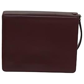 Cartier-CARTIER Clutch Bag Leather Wine Red Auth 81606-Dark red