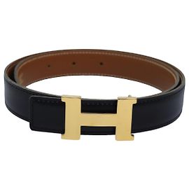 Hermès Cinturón de cuero HERMES Constance 31,1" Negro Auth 81360 Negro