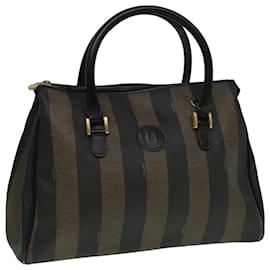 Fendi-Sac à main en toile Pecan FENDI en cuir PVC marron Auth 83247-Marron
