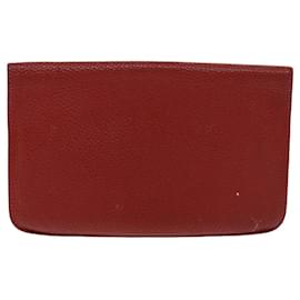 Hermès-HERMES Portefeuille Dogon GM Cuir Rouge Auth bs15767-Rouge