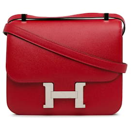 Hermès-Sacs à main HERMES en cuir-Rouge