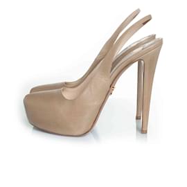 Prada-Prada, slingback heels with hidden platform-Brown,Grey