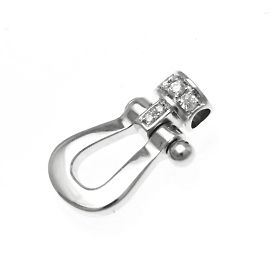 Fred Force 10 Medium Size White Gold Diamond Pendant Necklace Silvery