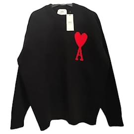 Ami Schwarzer Baumwollpullover Herren Schwarz
