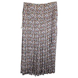 Falda maxi plisada de seda multicolor con estampado floral metálico de Victoria Beckham Multicolor