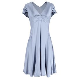 Robe midi V-neck Zac Posen en satin bleu Bleu Bleu clair