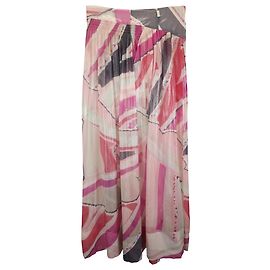 Saia maxi impressa com cinto Emilio Pucci em seda rosa Outro