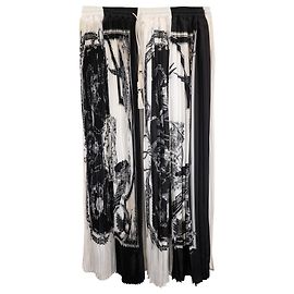 Gonna maxi plissettata Soleil di Salvatore Ferragamo in seta nera e bianca Altro