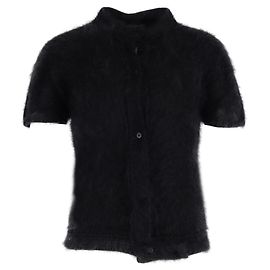 Max Mara Kurzarm-Cardigan aus schwarzer Wolle Schwarz