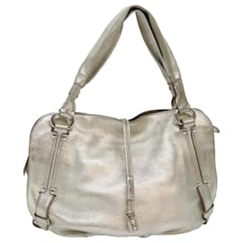 Céline-CELINE Hand Bag Leather Gold Auth 82103-Golden