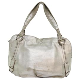 Céline-CELINE Hand Bag Leather Gold Auth 82103-Golden