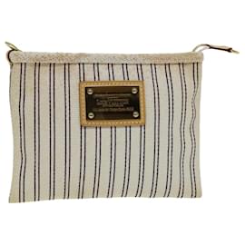 Louis Vuitton-LOUIS VUITTON Antigua Pochette Platform PM Pouch White M40069 LV Auth 82208-White
