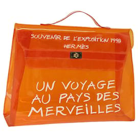 Hermès-Sac à main HERMES en vinyle orange Auth 82168-Orange