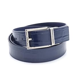 Bally-Bally Men's Navy Leather Belt-Navy blue