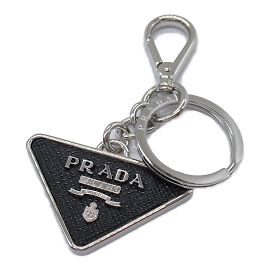 Porte-clés en cuir Saffiano Prada Noir