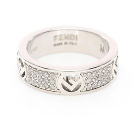 Anillo de banda de strass Fendi Plata