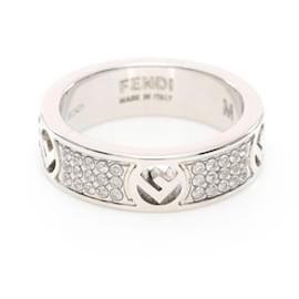 Fendi-Fendi Rhinestone Band Ring-Silvery