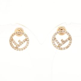 Fendi-Fendi Gold Plated Rhinestone Stud Earrings-Golden