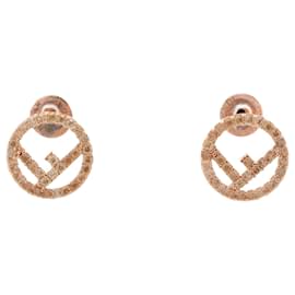 Fendi-Fendi Gold Rhinestone Stud Earrings-Golden
