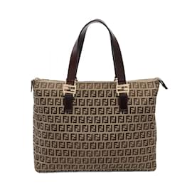 Fendi-Fendi Zucchino Tote Bag-Brown,Beige