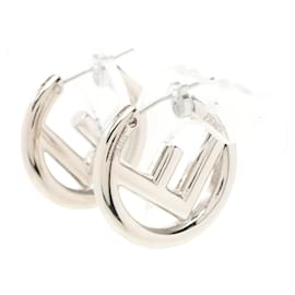 Fendi-Fendi Silver Stainless Steel Hoop Earrings-Silvery