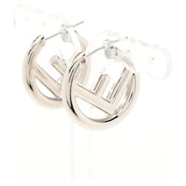 Fendi-Fendi Silver Stainless Steel Hoop Earrings-Silvery