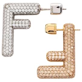 Fendi-Fendi FF Stud Earrings-Silvery,Golden,Other